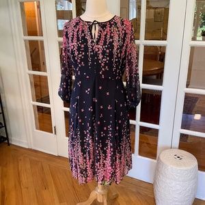 Tommy Hilfiger Lined Navy & Pink Midi Dress 16